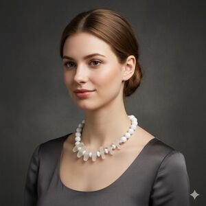 Pauline Rader Vintage White Lucite Couture Statement Necklace 17.5"